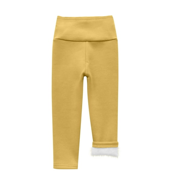 Annhoo Girls Fleece Lined Leggings Toddler Winter High Waisted Warm Pants Soft Stretch Thermal Tight Trousers
