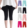 thumbnail image 1 of Annhoo Girls Knee Length Leggings Summer Seamless High Waisted Tight Pants Kids Casual Stretch Athletic Capris, 1 of 7