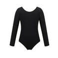 thumbnail image 1 of Annhoo Girls Long Sleeve Gymnastics Leotards Slim Round Neck Bodysuit Kids Solid Color Tight Tops Dancewear, 1 of 5