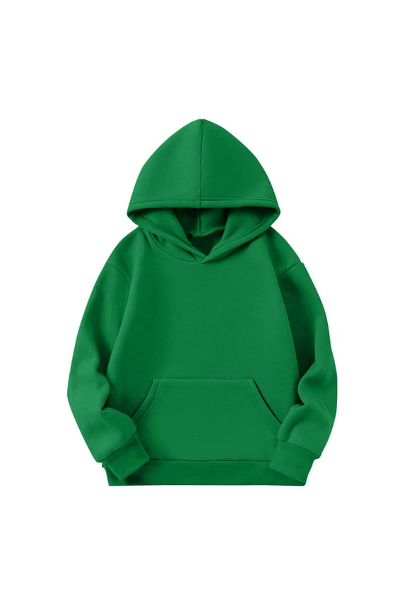 Girls Long Sleeve Oversized Sweatshirts Kids Basic Solid Color Hoodies Fall Baggy Casual Tops with Pocket