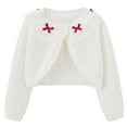 thumbnail image 1 of Annhoo Girls' Shrug Sweaters Long Sleeve Bowknot Front Crop Cardigans Toddler Baby Button Closure Dress Cover Up, 1 of 8