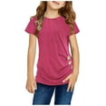 thumbnail image 1 of Annhoo Girls T Shirts Short Sleeve Summer Casual Side Button Round Neck Tees Loose Comfort Children's Tops, 1 of 8