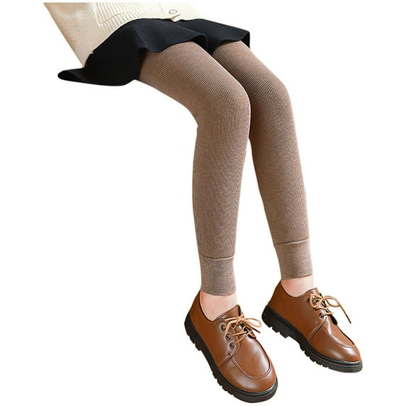 Annhoo Girls Thermal Leggings Winter High Waist Fleece Lined Tights Casual Cozy Stretchy Thick Ribbed Bottomings