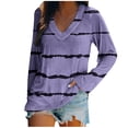 thumbnail image 1 of Annhoo Going out Tops for Women Fall Long Sleeve Casual V Neck T Shirts Trendy Stripes Print Blouse Tees, 1 of 4