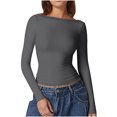 thumbnail image 1 of Annhoo Going out Tops for Women Long Sleeve Slim Crewneck Basic T-Shirts Ladies Fall Casual Cropped Blouses, 1 of 1