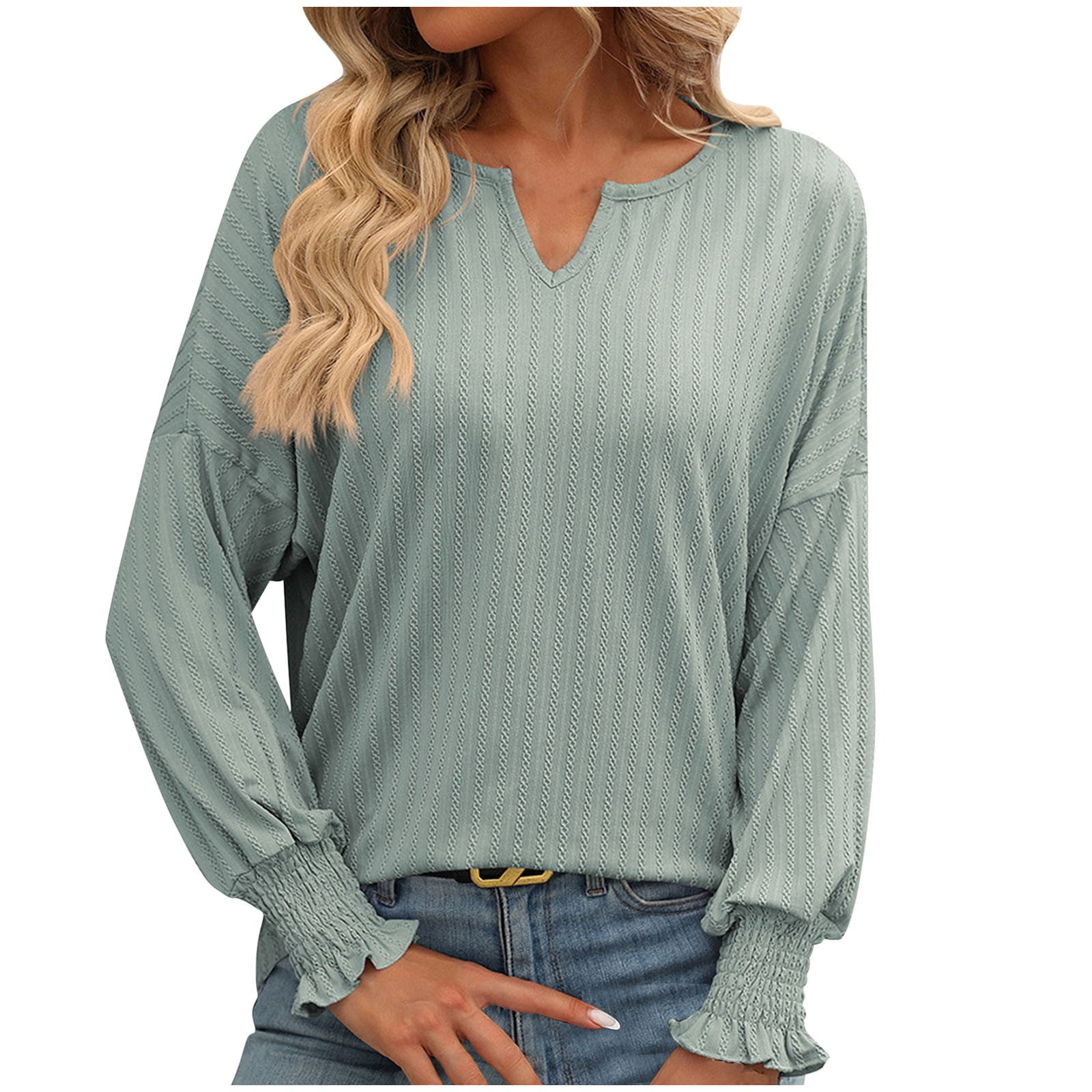 Floerns Girls Turtle Neck Long Sleeve Rib Knit Top - Solid Color Tee, White, Size 9 Years - View #14