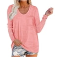 thumbnail image 1 of Annhoo Going out Tops for Women Round Neck Casual Long Sleeve Dressy Shirts Baggy Solid Color Tunics with Pocket, 1 of 9