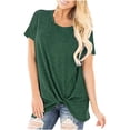 thumbnail image 1 of Annhoo Going out Tops for Women Summer Trendy Knot Front Short Sleeve T Shirts Loose Casual Solid Crewneck Tunic, 1 of 8
