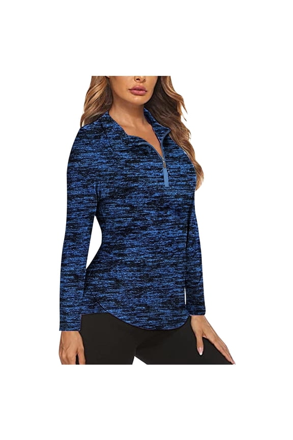 Golf Shirts for Woman Fall 1/4 Zip Long Sleeve Lapel Tennis Blouses Casual Breathable Workout Jogger Tops