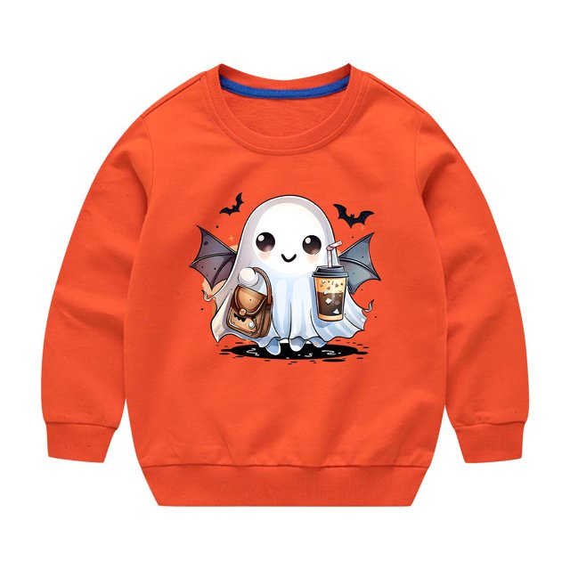 Annhoo Halloween Boys Girls Sweatshirts Cute Ghosts Graphic Crewneck