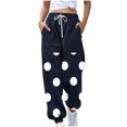 thumbnail image 1 of Annhoo High Waisted Sweatpants for Women Polka Dots Drawstring Sports Trousers Cinch Bottom Pants with Pockets, 1 of 5