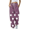 thumbnail image 1 of Annhoo High Waisted Sweatpants for Women Polka Dots Drawstring Sports Trousers Cinch Bottom Pants with Pockets, 1 of 5