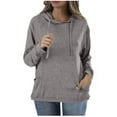 thumbnail image 1 of Annhoo Hooded Tops for Women Long Sleeve Fall Casual Drawstring Tunics Loose Solid Color Shirts with Pockets, 1 of 6