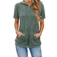 thumbnail image 1 of Annhoo Hoodies for Women Drawstring Short Sleeve Summer Blouse Pullover Sweatshirts Tunic Tops with Kangaroo Pocket, 1 of 5