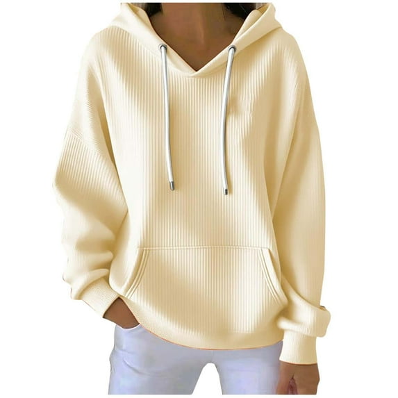 Annhoo Hoodies for Women Long Sleeve Drawstring Hooded Sweatshirts Casual Thermal Breathable Comfy Outdoor Trendy Tops with Pockets
