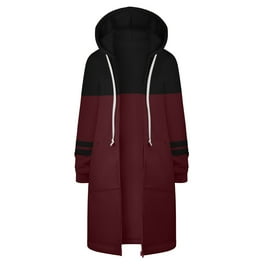 Asymmetrical drawstring color block hoodie clearance