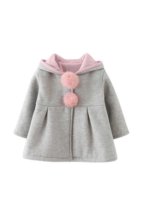 Infant Baby Girl's Coats Winter Solid Long Sleeve Cute Ears Hooded Jackets Casual Comfy Warm Clothes