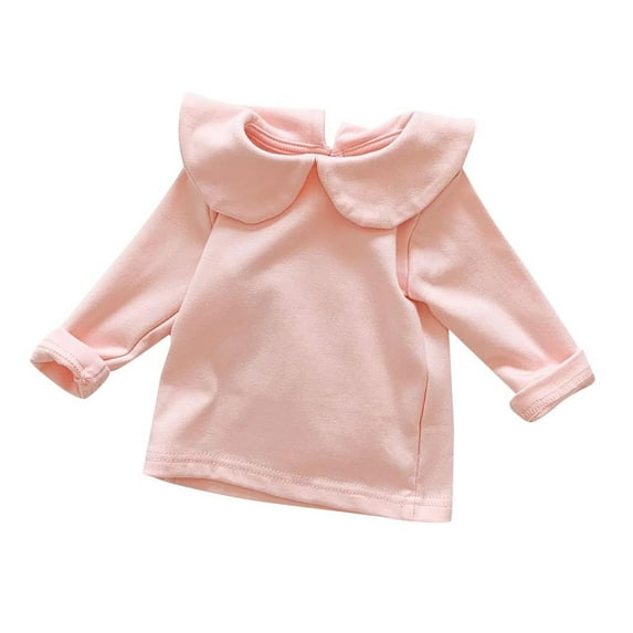 Annhoo Infant Girl's Long Sleeve T Shirts Fall Winter Cute Collared Solid Undershirts Baby Comfy Lounge Tops