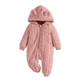 thumbnail image 1 of Annhoo Infant Girls Boys Hooded Jumpsuits Winter Fleece Zip Up Long Sleeve Rompers with Cute Ears Newborn Homewear, 1 of 9
