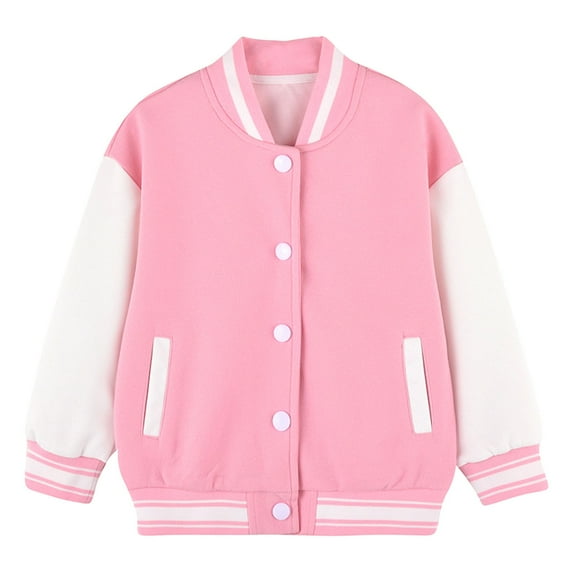 Annhoo Kids Baseball Jacket Boys Girls Long Sleeve Button down Sports Jacket Everyday Casual School Cotton Classic Clothing