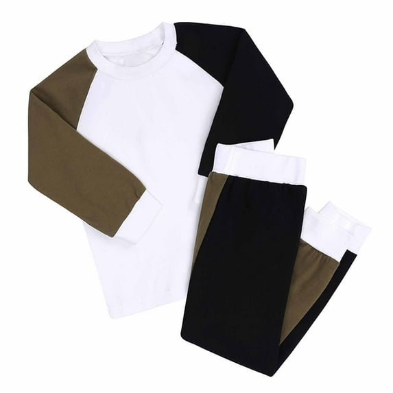Annhoo Kids Boys Girls Outfits Trendy Color Block Sets Long Sleeve Crewneck Tops with Pants Toddler Loungewear