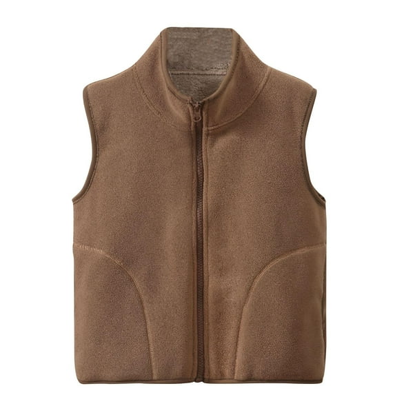 Annhoo Kids Fleece Lined Vest Boys Girls Full Zipper Sleeveless Plush Waistcoat Fall Winter Casual Solid Warm Jackets