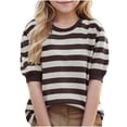 thumbnail image 1 of Annhoo Kids Girls Pullover Striped Casual Long Sleeve Crew Neck Tops Clothes Dressy Trendy Chlid Blouse 6-15 Years, 1 of 3