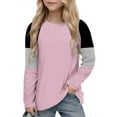 thumbnail image 1 of Annhoo Kids Girls Tops Sports Casual Color Block Long Sleeve Crew Neck Blouse Outdoor Dressy Toddler Clothes 4-14 Years, 1 of 6