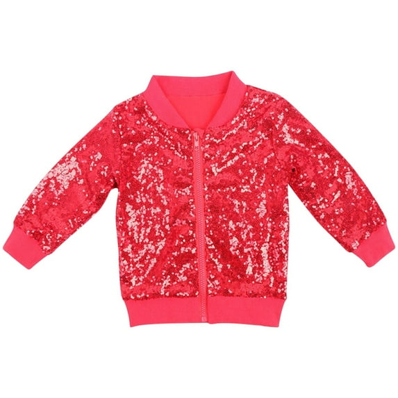Annhoo Kids Jackets Boys Girls Trendy Sequin Printed Long Sleeve Bomber Jacket Full Zipper Sparkly Outwear