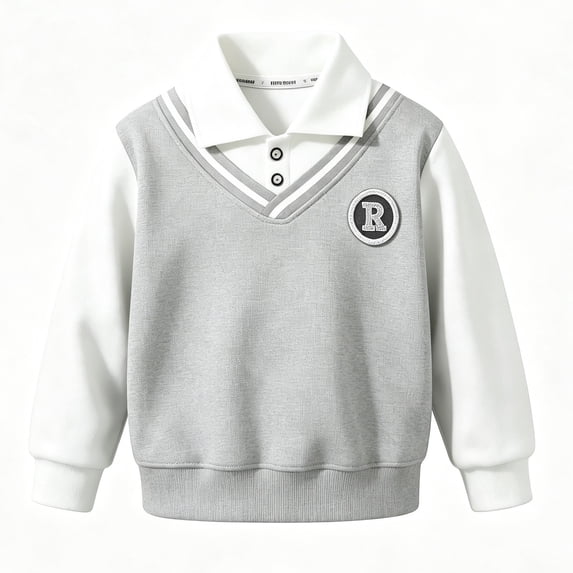 Annhoo Kids School Uniform Shirts Fashion Long Sleeve Lapel Neck Blouses Loose Casual Going out Pullover