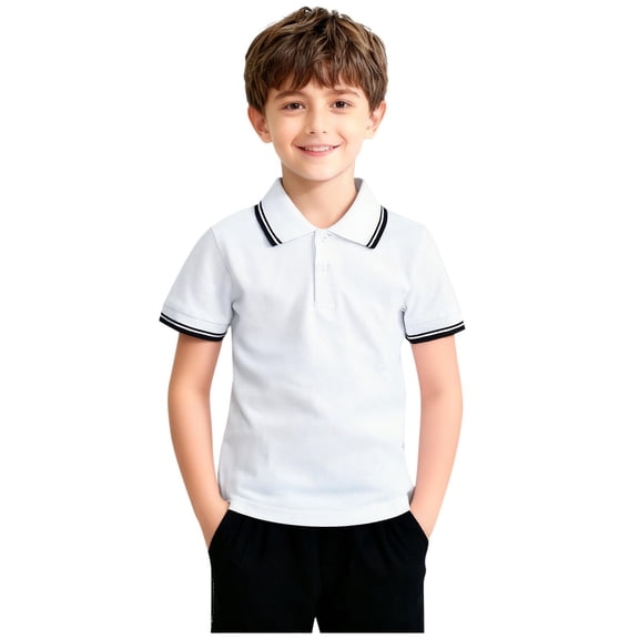 Annhoo Kids Shirts Short Sleeve Button Down Collar Solid Color Dressy Comfortable Blouse Fashion Breathable Tops