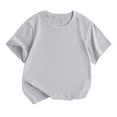 thumbnail image 1 of Annhoo Kids T-Shirts Short Sleeve Crewneck Pullover Solid Color Loose Casual Blouse Cute Casual Clothes, 1 of 6