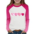 thumbnail image 1 of Annhoo Kids Valentine's Day Shirts Long Sleeve Crewneck Block Color Cute Graphic Print Pullover Blouse Girls Clothes, 1 of 9