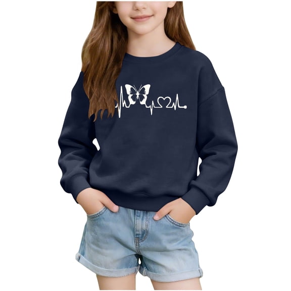 Annhoo Kids Valentines Sweatshirts Long Sleeve Crewneck Print Graphic Spring Tops Cute Fashion Clothes