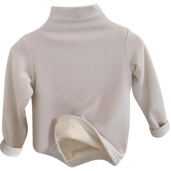 Annhoo Kids Winter Fleece Lined Undershirts Boys Girls Warm Long Sleeve High Neck Base Layer Tops Casual Solid Outfits