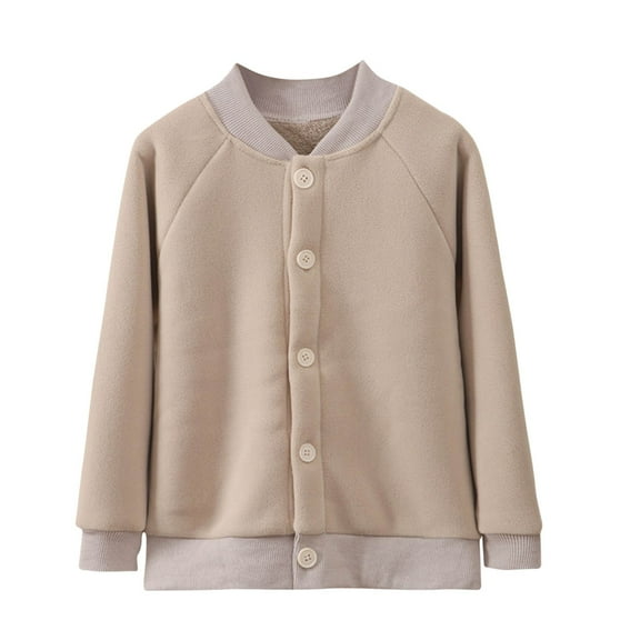 Annhoo Kids Winter Fleece Warm Jackets Boys Girls Long Sleeve Button down Thickened Plush Coats Casual Outfits