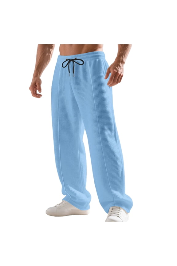 Knit Pants for Men Comfy Solid Color Drawstring Casual Elastic Waist Pant Workout Sport Daily Joggers Trousers