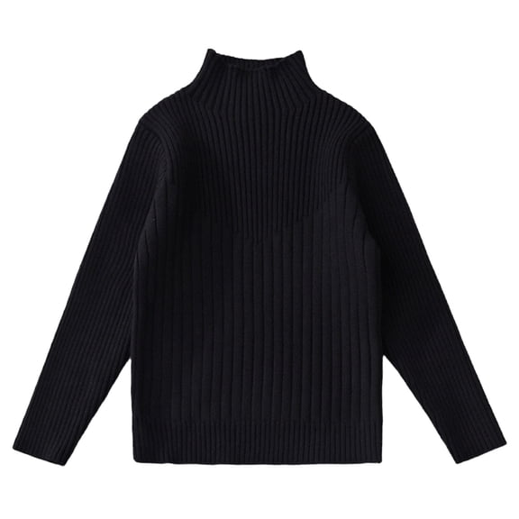 Annhoo Knit Sweaters for Kids Boys Girls Fall Winter Long Sleeve Turtleneck Undershirts Soft Solid Pullover Tops
