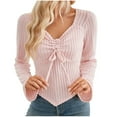 thumbnail image 1 of Annhoo Knitted Tops for Women Casual Long Sleeve Fall Blouses Cute Ruched Drawstring Slim Pullover Shirts, 1 of 1