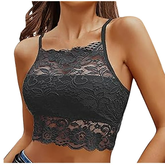 Annhoo Lace Bralette for Women Wrap Backless Cami Underwear with Padding Racerback Double-Layered Bras