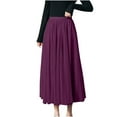 thumbnail image 1 of Annhoo Long Skirts for Women Layered Mesh Casual High Elastic Waisted A Line Skirt Loose Solid Party Maxi Skirts, 1 of 4