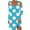 thumbnail image 1 of Annhoo Long Sleeve Dresses for Women V Neck off the Shoulder Mini Dress Trendy Polka Dots Vacation Sundress, 1 of 5