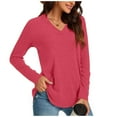 thumbnail image 1 of Annhoo Long Sleeve Shirts for Women Casual Loose V Neck Tops Fall Basic Blouse Tees to Wear with Leggings, 1 of 7