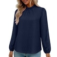 thumbnail image 1 of Annhoo Long Sleeve Shirts for Women Dressy Casual Pleated Crewneck Solid Color Loose Tops Spring Clothes, 1 of 8