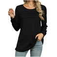 thumbnail image 1 of Annhoo Long Sleeve Shirts for Women Fall Casual Ruched Round Neck Tops Loose Comfy Vacation Blouse Tees, 1 of 1