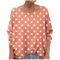 thumbnail image 1 of Annhoo Long Sleeve Shirts for Women Linen Casual Crewneck Block Color Loose Tops Spring Going Out Clothes, 1 of 5