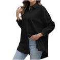 thumbnail image 1 of Annhoo Long Sleeve Shirts for Women Plus Size Button Down Collared Solid Color Cutout Casual Tops Oversized Clothes, 1 of 4