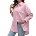 thumbnail image 1 of Annhoo Long Sleeve Shirts for Women Plus Size Button Down Collared Solid Color Cutout Casual Tops Oversized Clothes, 1 of 4
