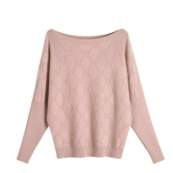 Annhoo Long Sleeve Sweaters for Women Casual Solid Color Round Neck Knitwear Fall Winter Fashion Pullover Shirts