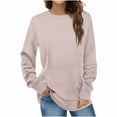 thumbnail image 1 of Annhoo Long Sleeve T Shirts for Women Casual Crewneck Sweatshirts Fall Loose Solid Color Pullover Tops, 1 of 6